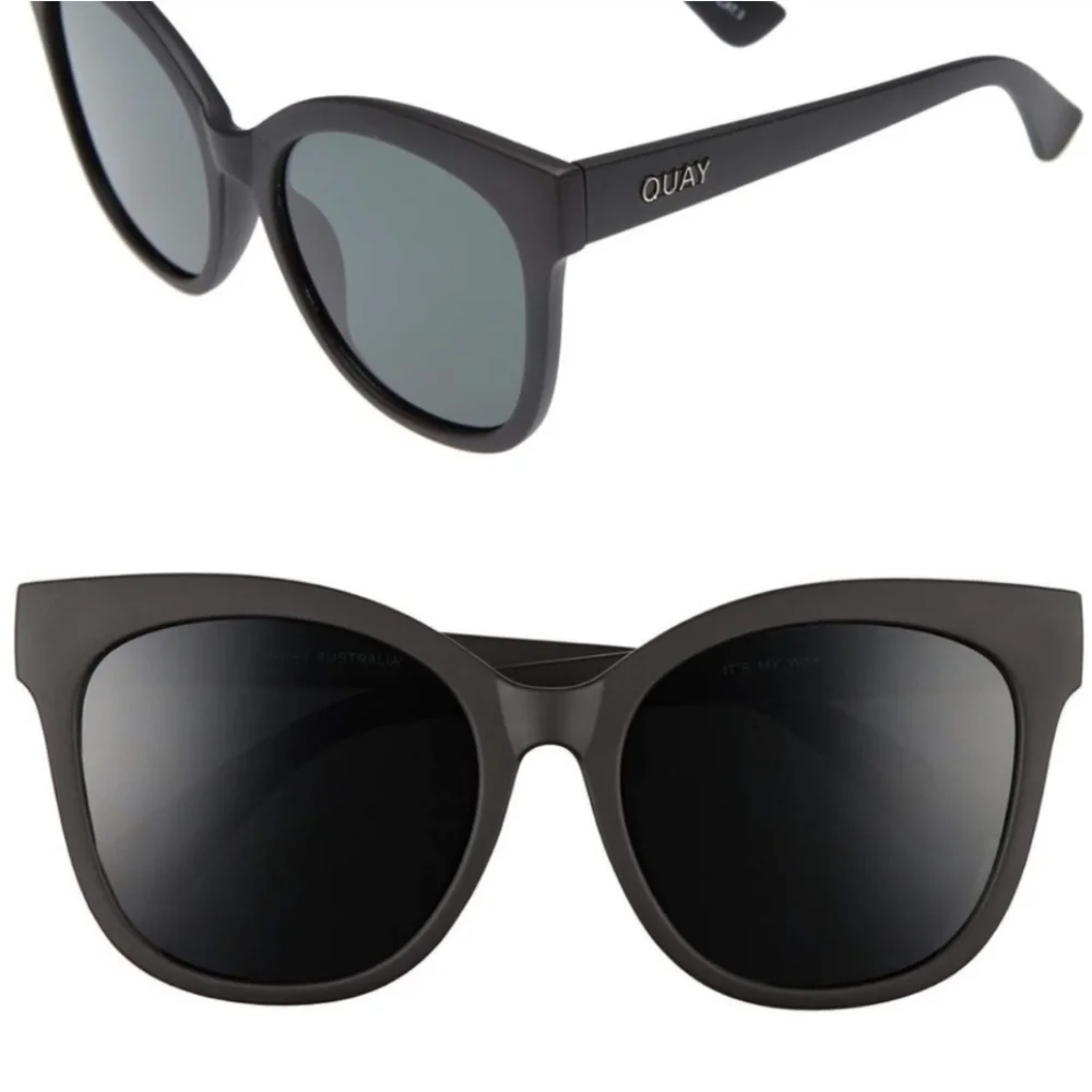 Quay Sunglasses - It's My Way in Black/Smoke Lens Mate Oversized Sunglasses Nwot - Picture 8 of 10
